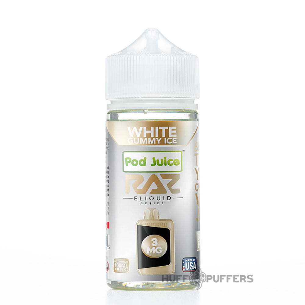 pod juice x raz white gummy 100ml e-juice bottle