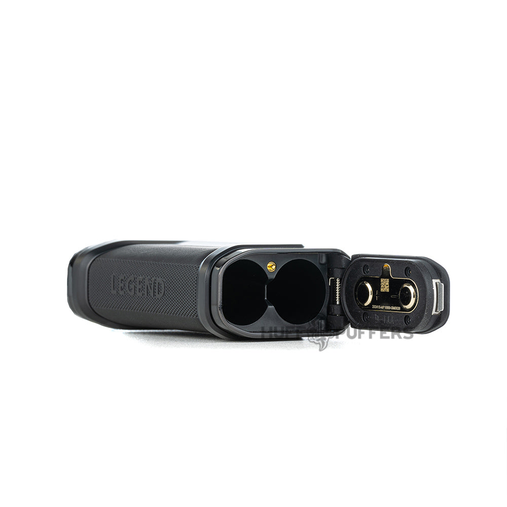 geekvape aegis legend 3 mod black bottom view of battery compartment