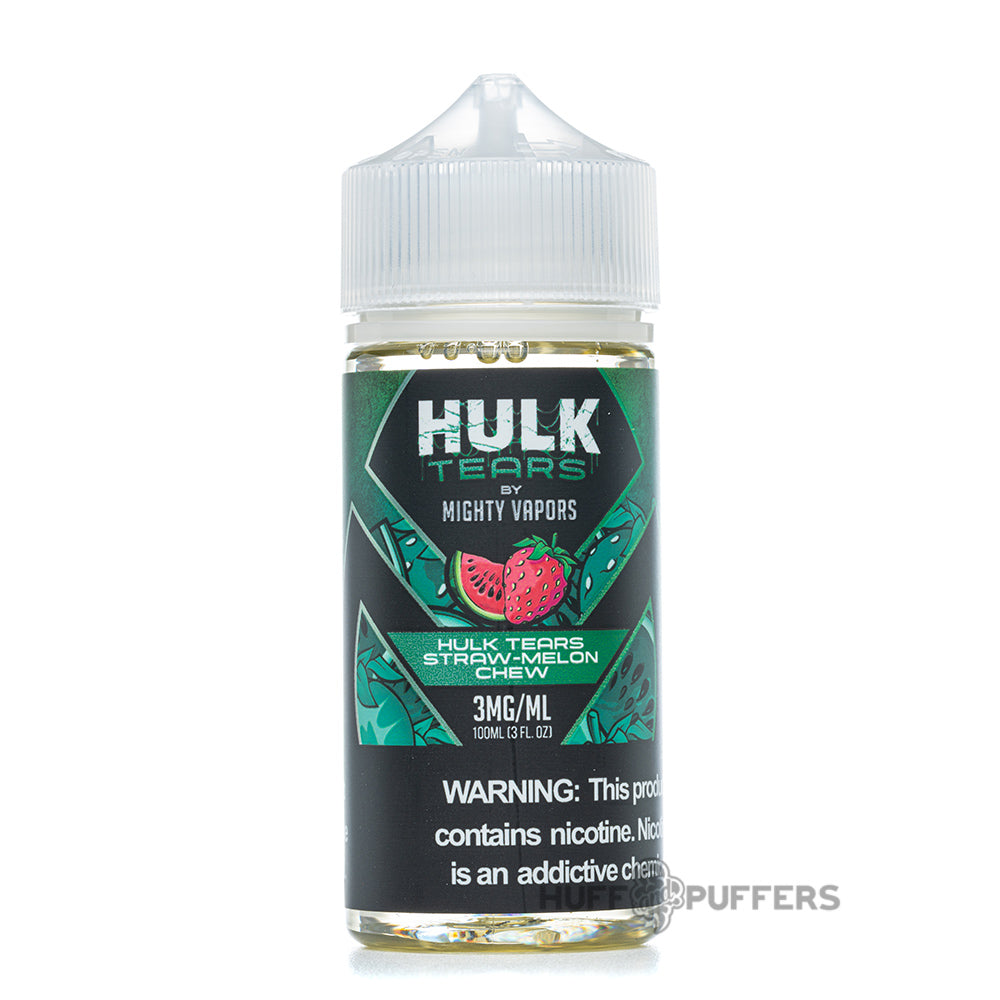 mighty vapors hulk tears straw-melon chew 100ml e-juice bottle