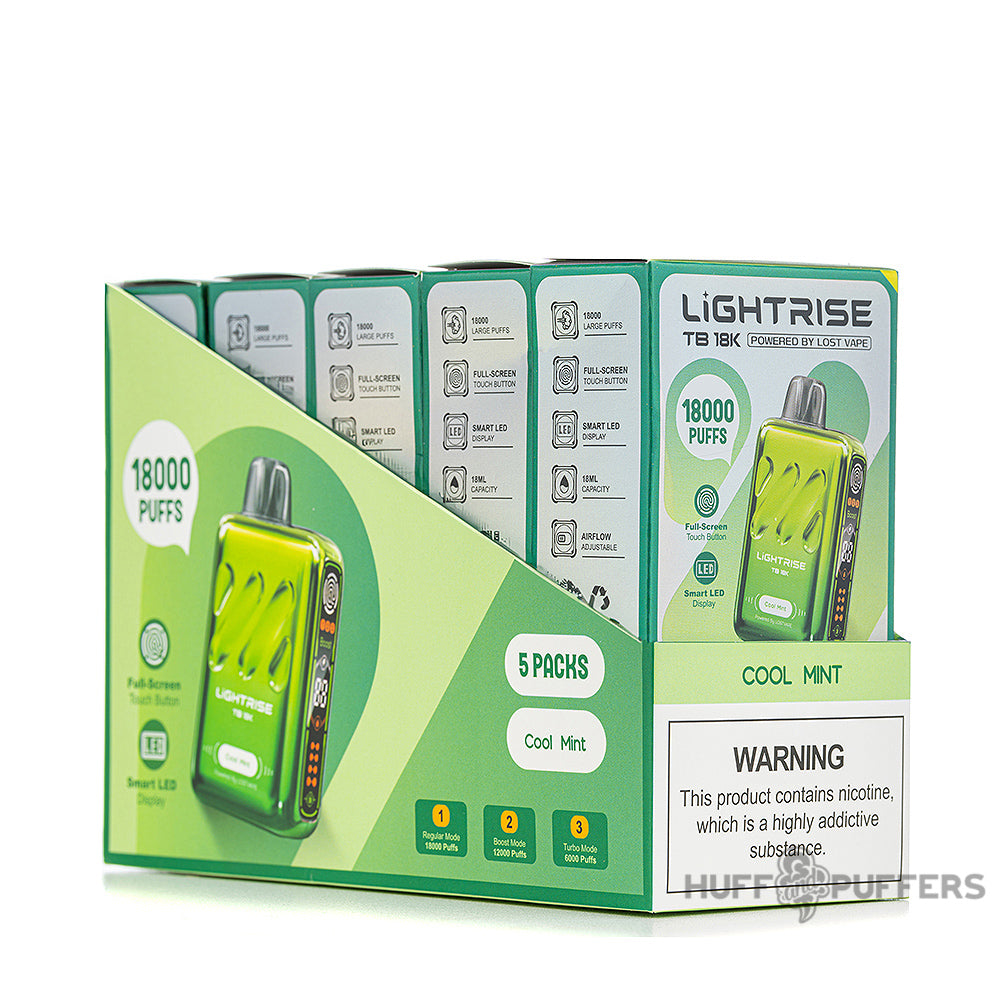 lightrise tb 18k disposable vape cool mint 5 pack