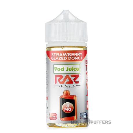 pod juice x raz eliquid series strawberry glazed donut 100ml e-juice bottle