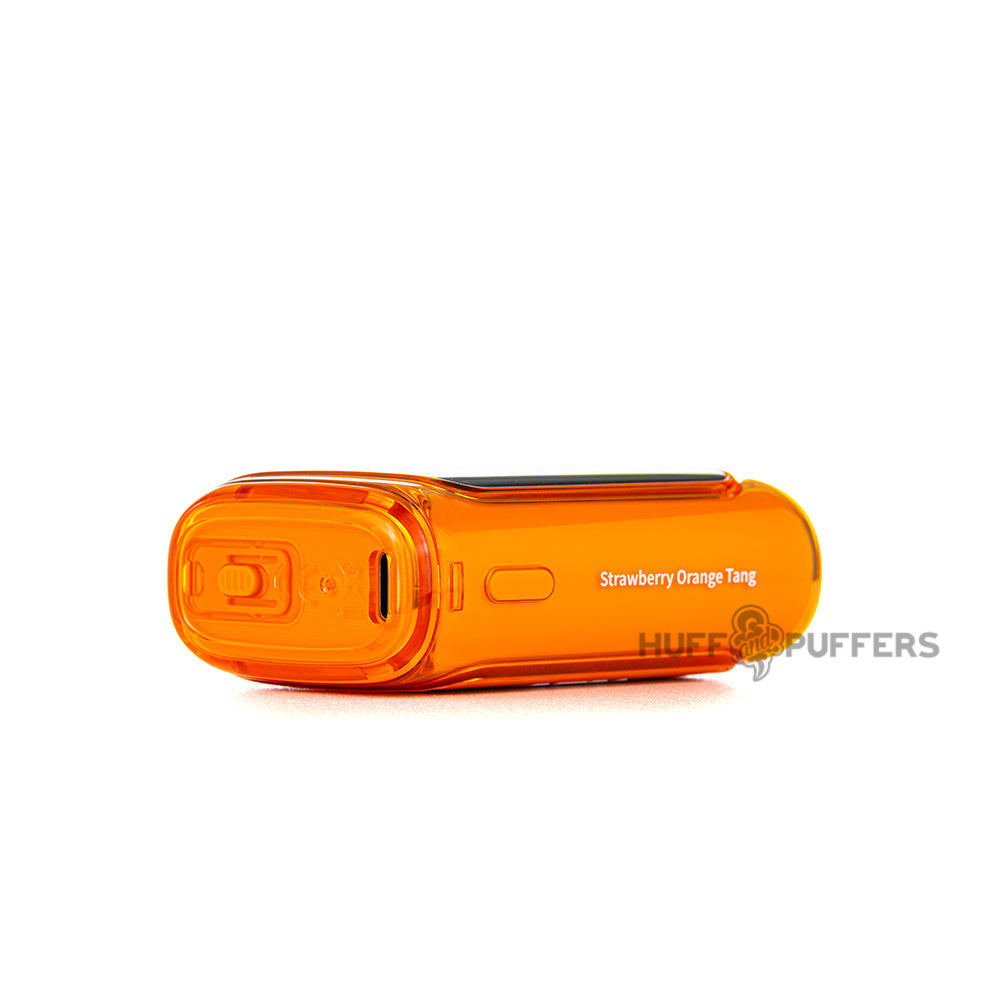 raz dc25000 disposable vape strawberry orange tang laying down bottom view