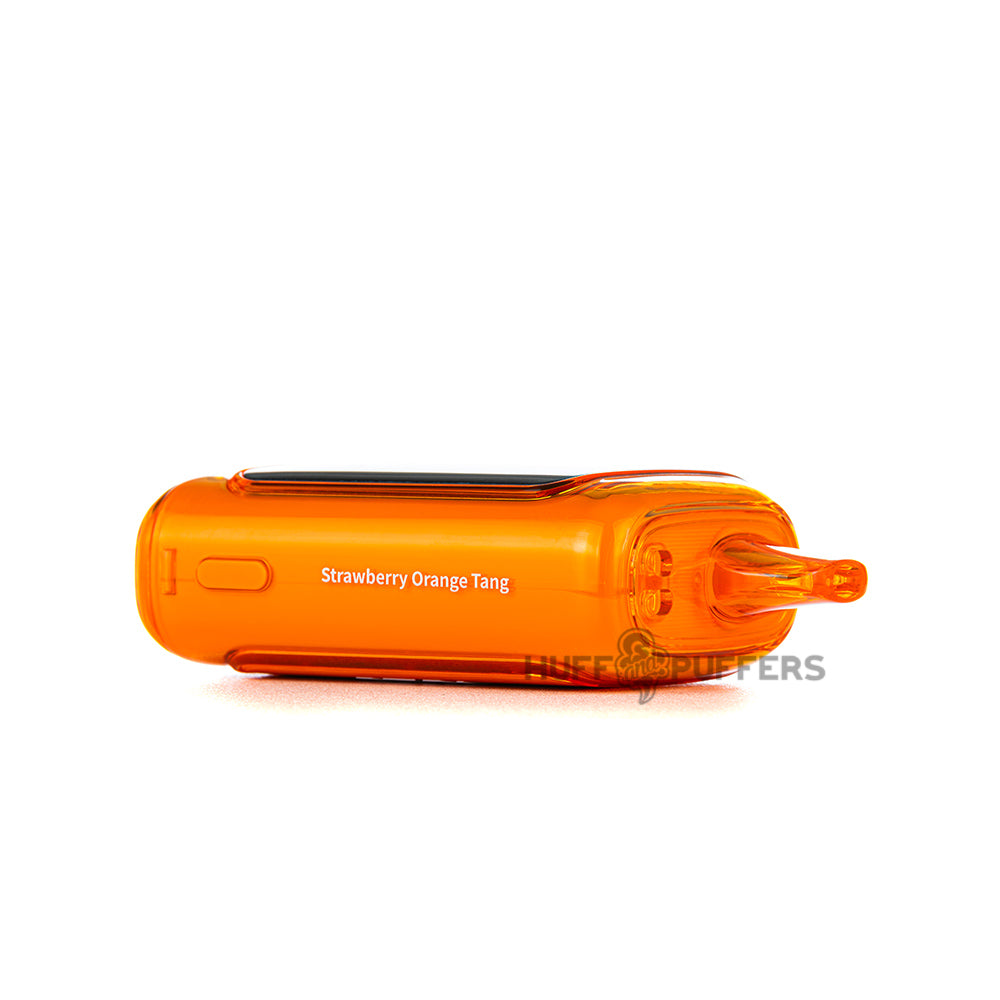 raz dc25000 disposable vape strawberry orange tang laying down top view