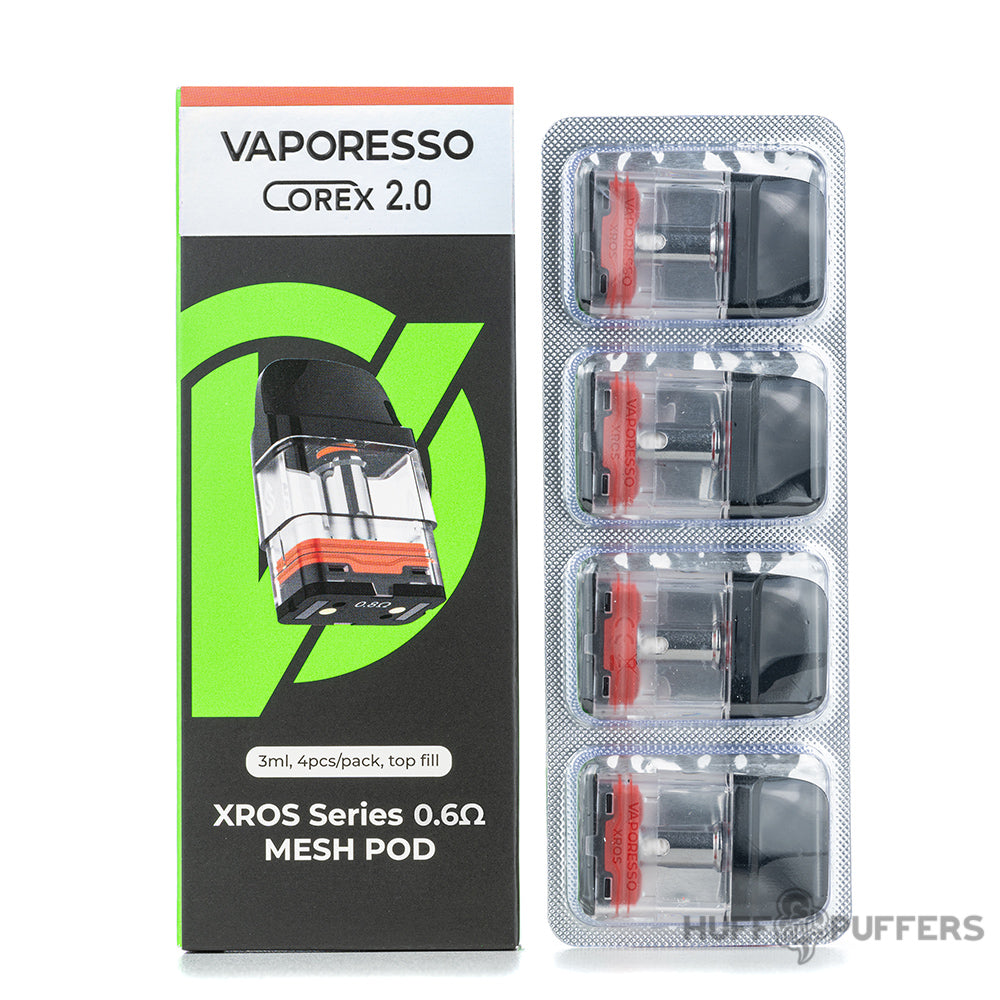 vaporesso xros corex 2.0 0.6 ohm mesh pods with packaging